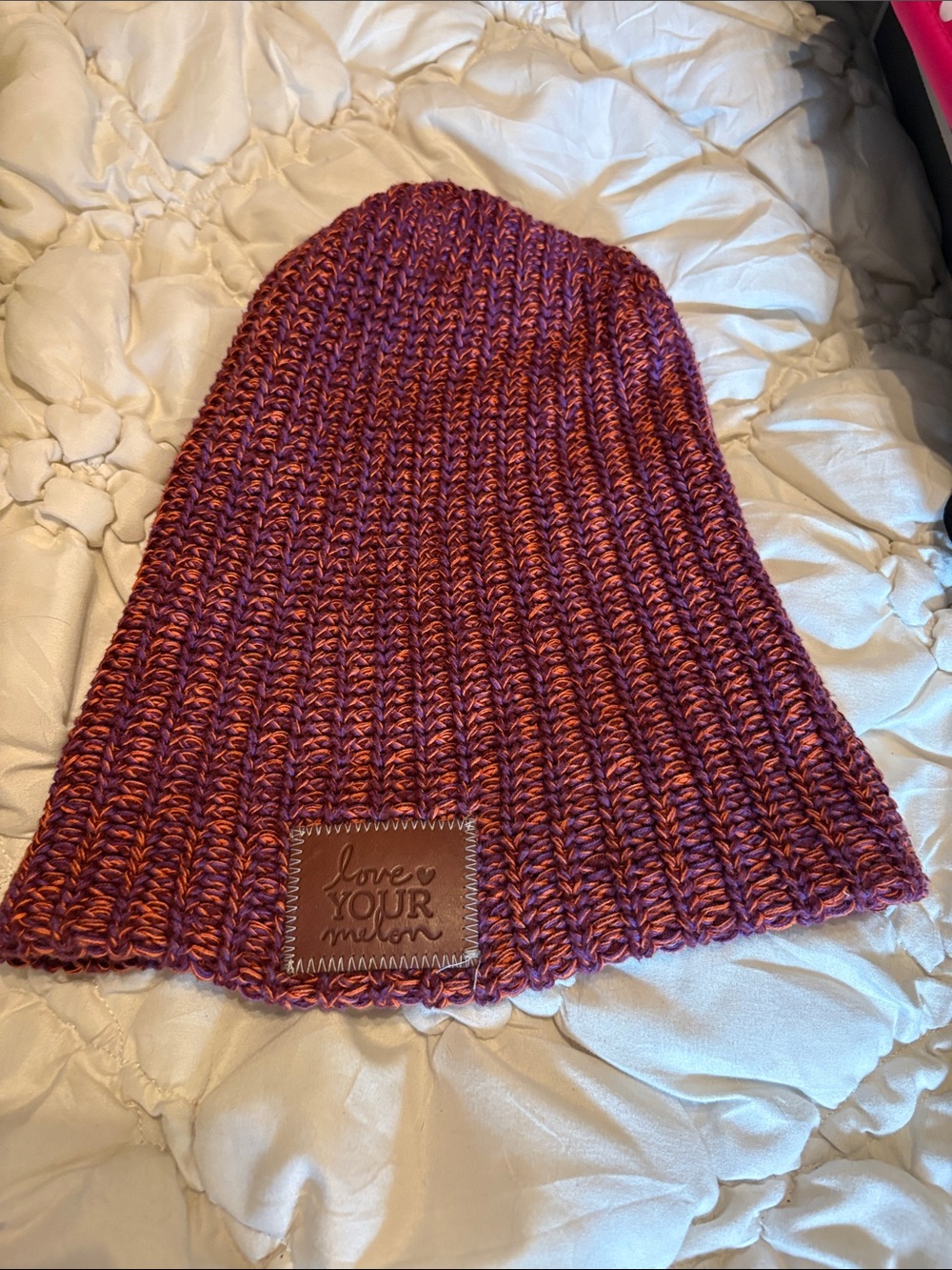 Love Your Melon Ribbed Beanie - Maroon Orange  and Purple